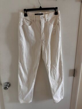 Express White Straight-Leg High-Rise Jeans